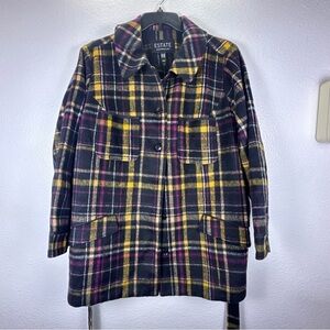 Isaac Mizrahi Women's Plaid Utility Jacket - Black, Yellow, Pink, White 2X